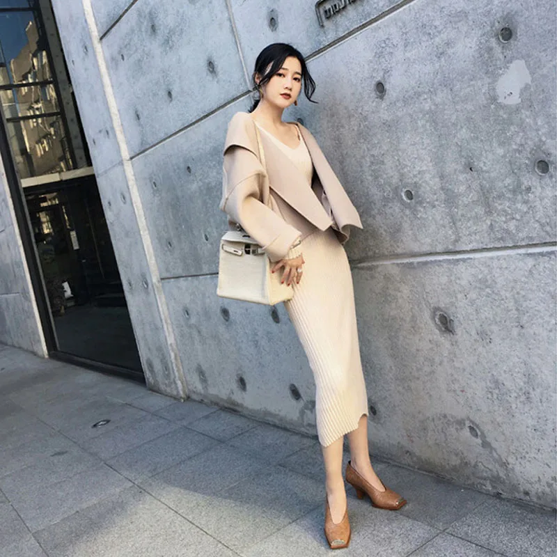 Женское Облегающее вязаное платье свитер Длинные вечерние платья с длинным