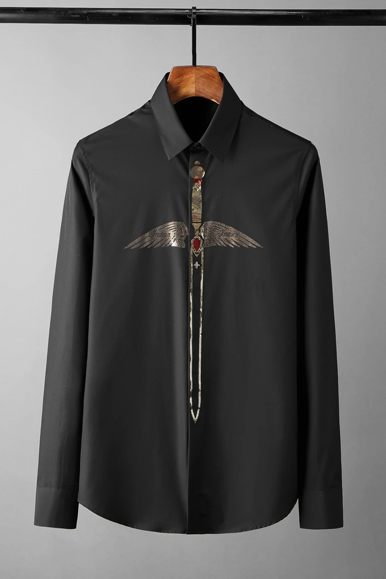 

Men Shirts Luxury Diamond Sword Long Sleeve Casual Mens Dress Shirts High Quality Slim Fit Cotton Party Man Shirts 4XL