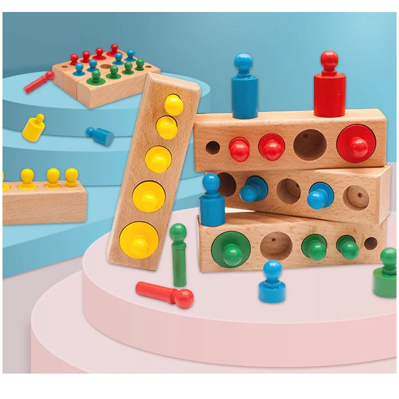 

Kids Montessori Cylinder Socket Puzzles Toy Baby Development Practice And SensesPreschool Educational Wooden Toys For Childrens