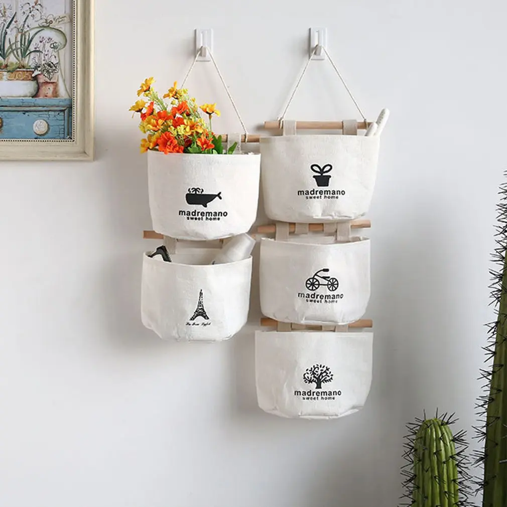 

Linen Cotton Fabric Wall Door Closet Hanging Storage Bag 1 Pockets Over The Door Organizer for Room Bathroom
