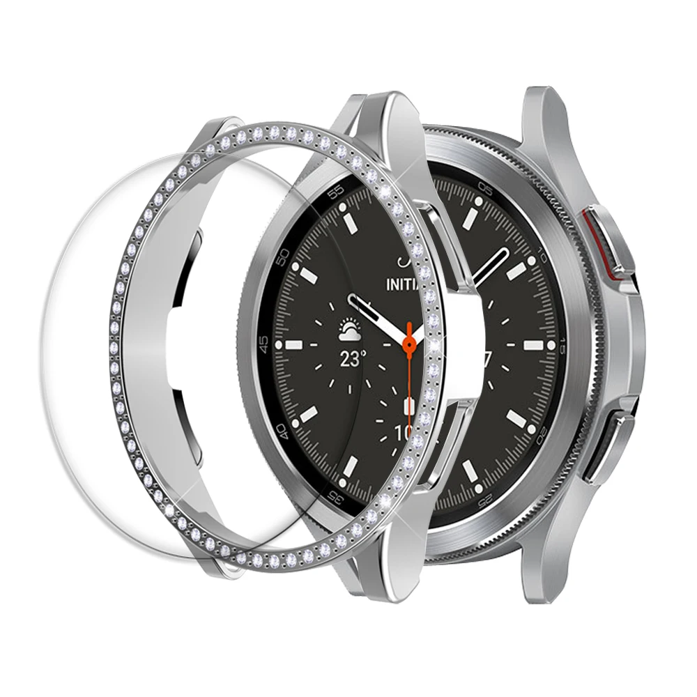 

For samsung galaxy watch 4/4 calssic bling case + screen protector Tempered glass film for galaxy watch4 classic 46mm 42mm case