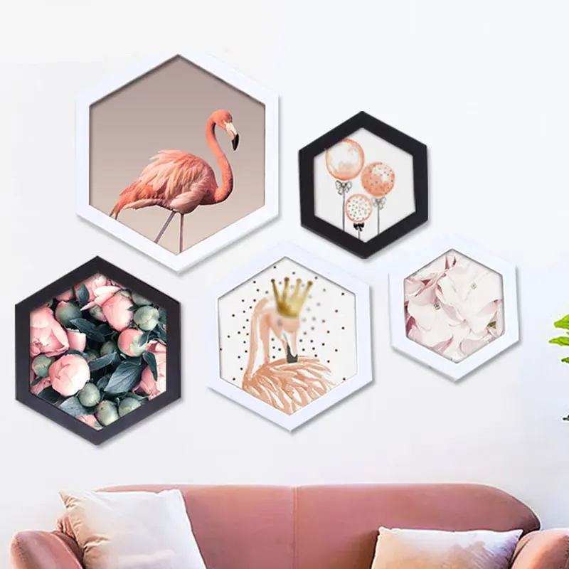 

2021 New Hexagon Photo Frame Wall Frame Home Art Picture Holder Wedding Picture Frame Wall Mounted Home Decor Wedding Painting