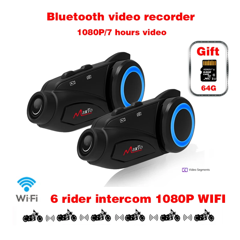 Видеорегистратор для мотоциклетного шлема M3 64 ГБ 1600 мАч Bluetooth Wi-Fi переговорное