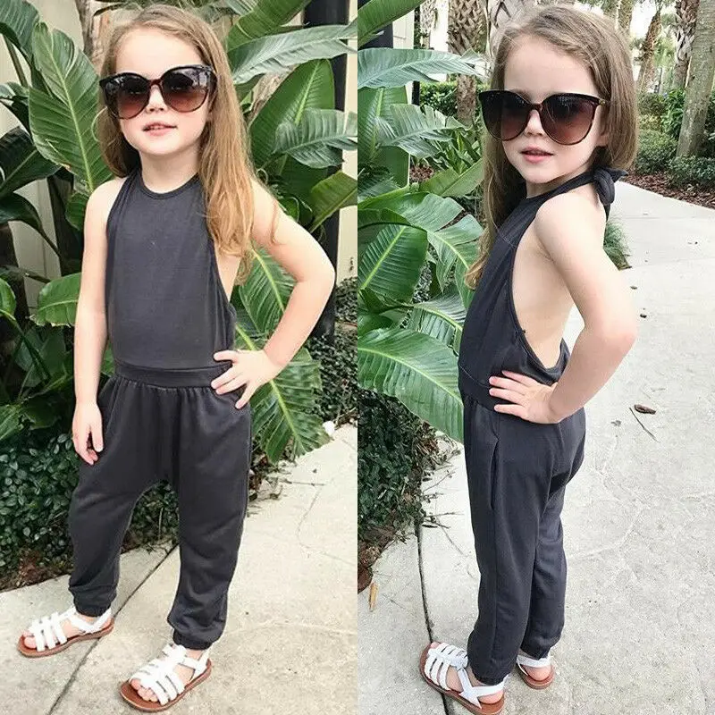 Хлопковый комбинезон на лямках для маленьких девочек штаны шаровары летняя