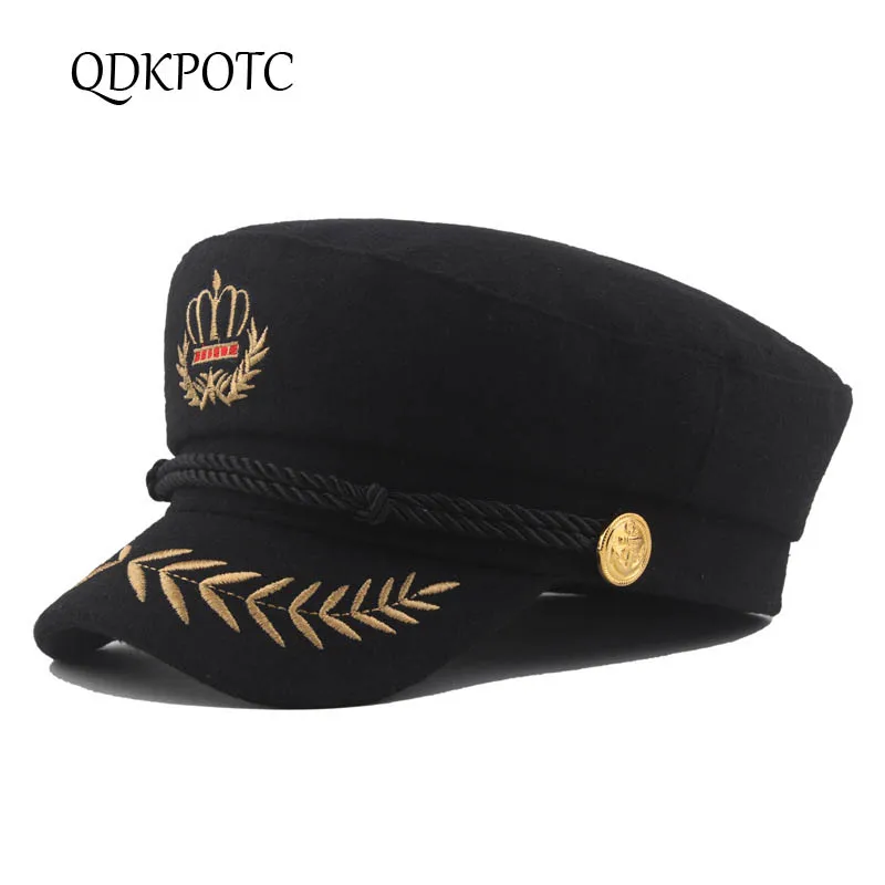 Женские шапки в стиле милитари QDKPOTC на осень и зиму модные унисекс с вышивкой