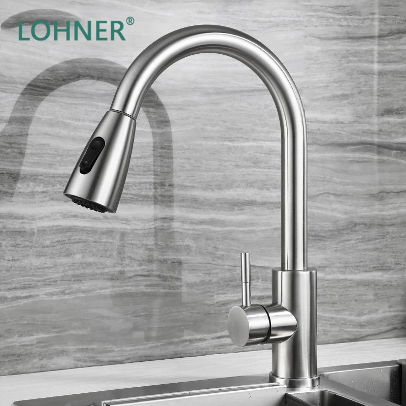 

Кухонный Смеситель Lohner 304 из нержавеющей стали, двойной смеситель для горячей и холодной воды, кухонный кран