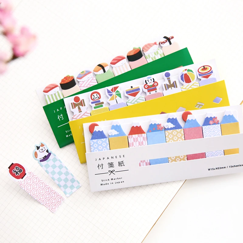 

8pcs Japan Life Style Designs Sticky Notes Post Memo Pad Cat Sushi Stickers Label Tag School Supplies F6380