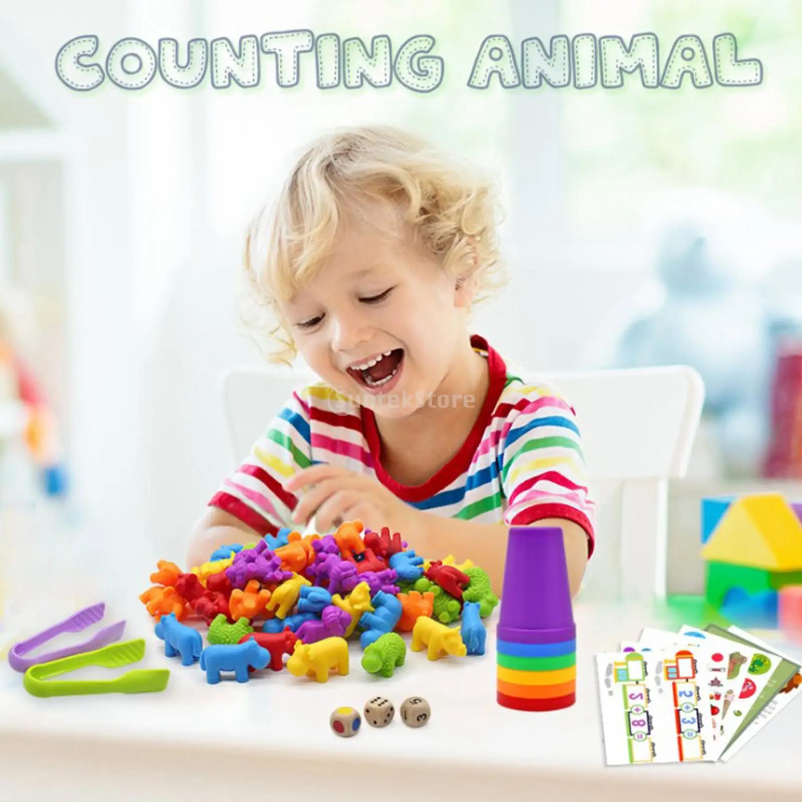

Kids Montessori Counting Bear Cognition Matching Toddler Toys Fine Motor