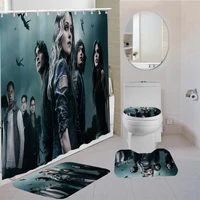 34 pieces the hundredthe 100 shower curtains sets action science fiction carpet toilet 3d print bathroom mat shower curtain