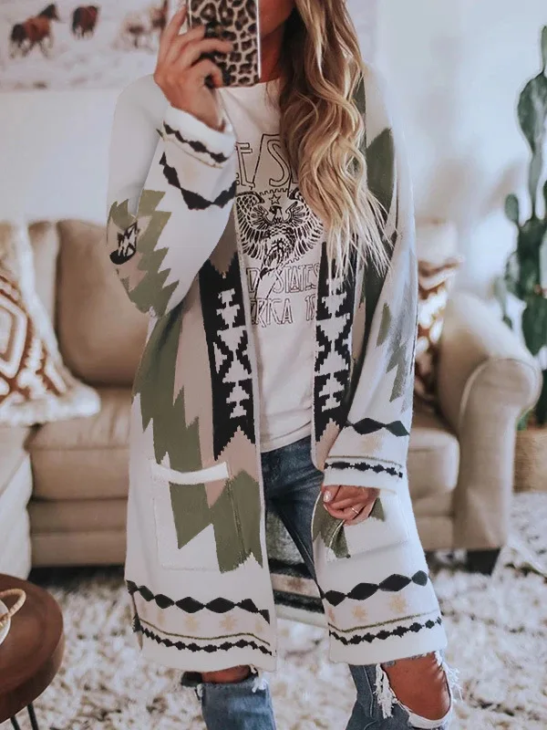 

AYUALIN Long Sleeve Cardigan Women's Coat Ethnic Boho 2024 Autumn Winter Coats Bohemia Hippie Casual Female Jumper Outerwear