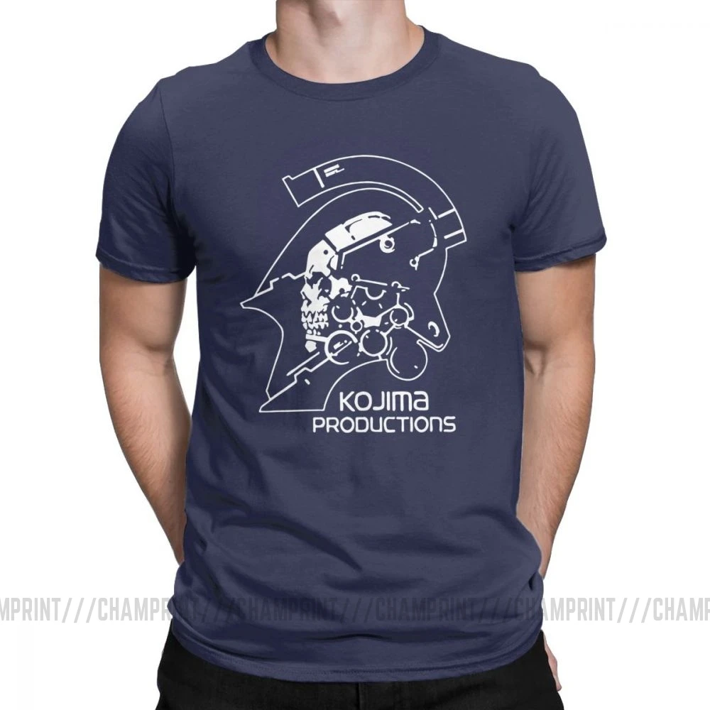 Тёмно-синий Мужские футболки с металлическим зубчатым механизмом Kojima Products, MGS Hideo Kojima, хлопковые топы с коротким рукавом, футболки с принтом - Цвет: Тёмно-синий
