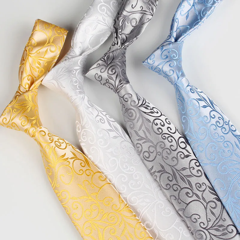 Модный классический жаккардовый галстук 8 см для мужчин красный белый золотой