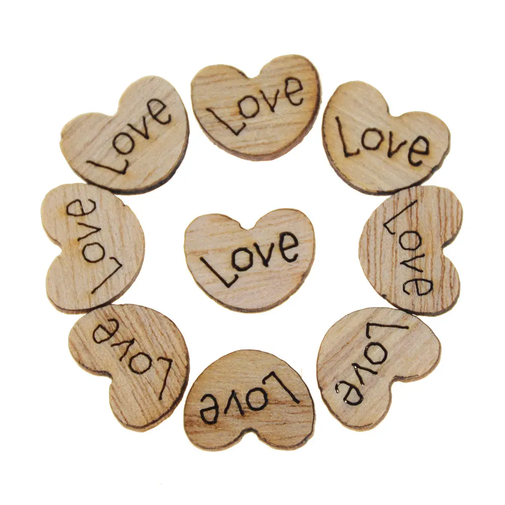 100 шт. деревянные мини сердца для украшения свадебного стола|Украшения своими