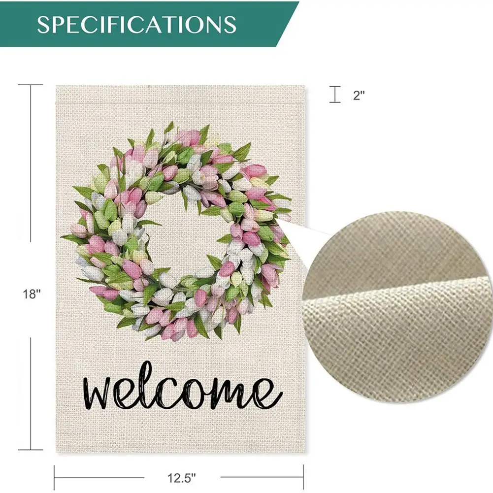 

Flower Car Linen Letters Hello Spring Welcome Garden Flag Home Outdoor Decor