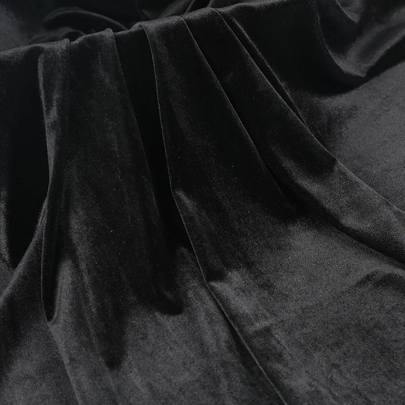 Растяжимая шелковая бархатная ткань материал для одежды платья дивана занавески обивки мебели черная синяя изумрудно-зеленая на метр.