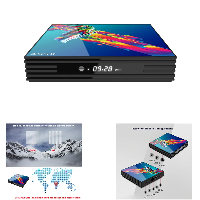 ТВ приставка A95X R3 RK3318 4 Гб + 64 ГБ Android 9 0 умный сетевой плеер HD