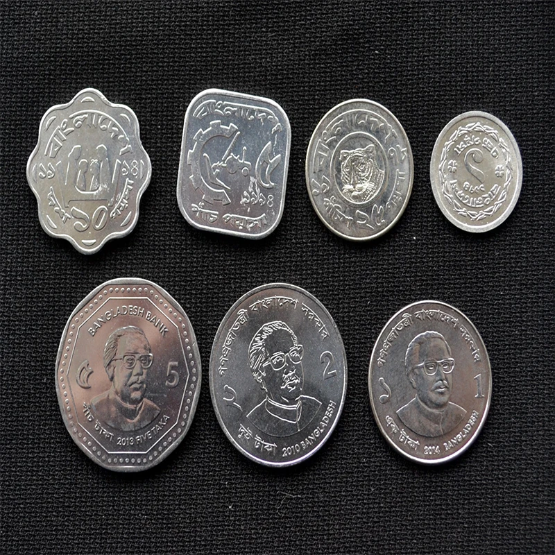 Набор из 7 штук монеты Бангладеш Южная Азия 100% настоящие оригинальные Новинка |