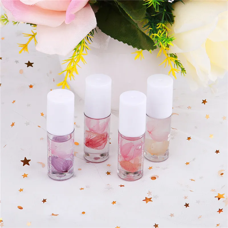 Блестящий Прозрачный питательный блеск для губ с кристаллами масло сушеными