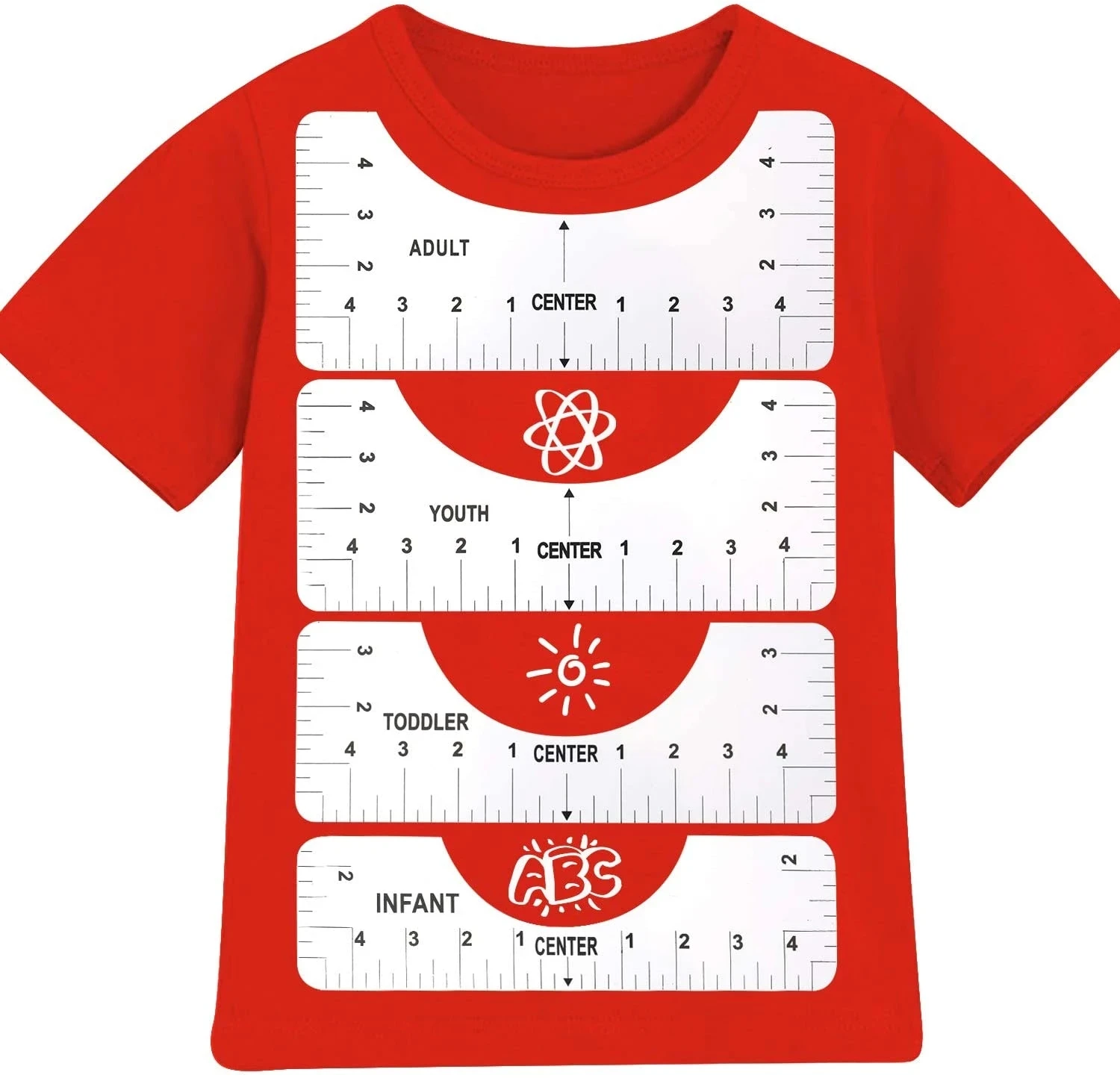 

4Pcs/Set T-Shirt Alignment Ruler Craft Ruler With Guide Tool Fashion For Adult Youth Toddler Design Sewing PVC Guide Tools Ruler