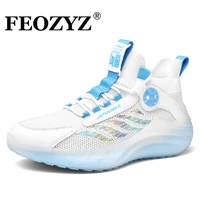 feozyz new mid cut sock sneakers men knit breathable running shoes trainers sport shoes