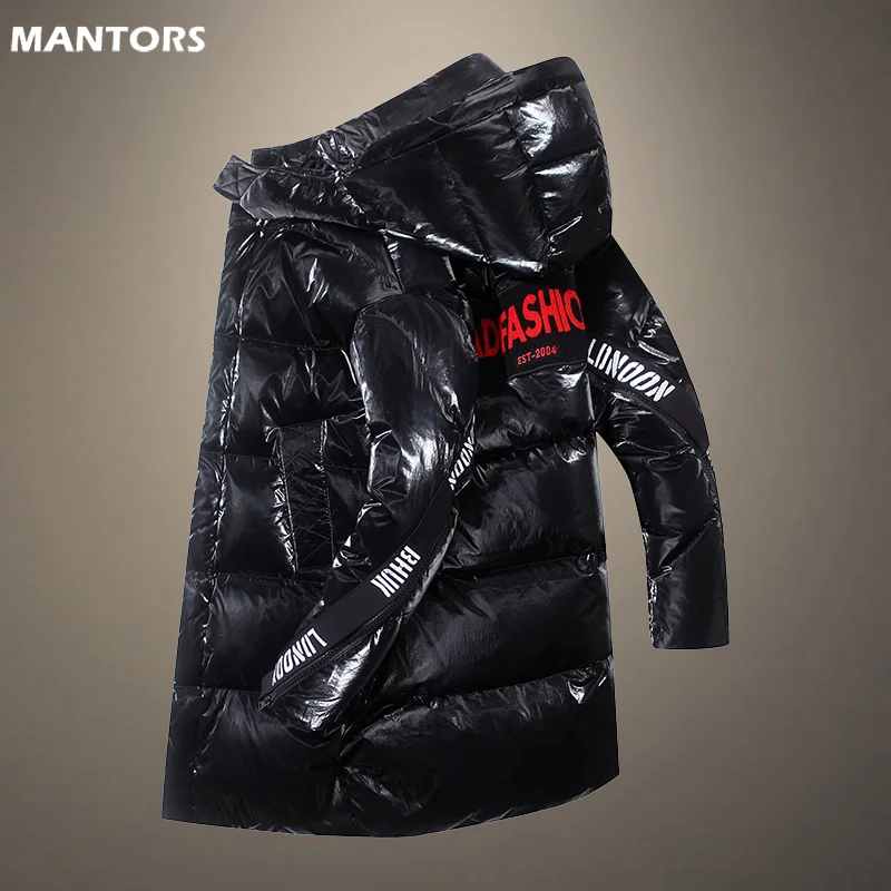 

2022 Winter Mens Jacket White Duck Down Jacket Letter Shiny Men's Hooded Long Parka Jacket Thick Loose Down Coat Men's Clothes
