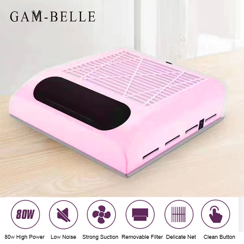 

GAM-BELLE 80 Вт пылесборник для ногтей Вентилятор пылесос маникюрный станок Инструменты с фильтром мощный пылесос инструмент для ногтей