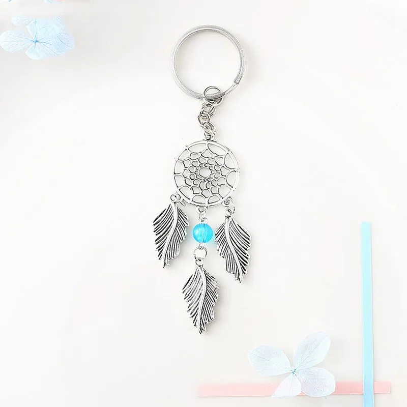 

Pink Beads DreamcatcherFeather Key RingWind Chimes Dream Catcher Key chains Women Vintage Indian Style Key chain