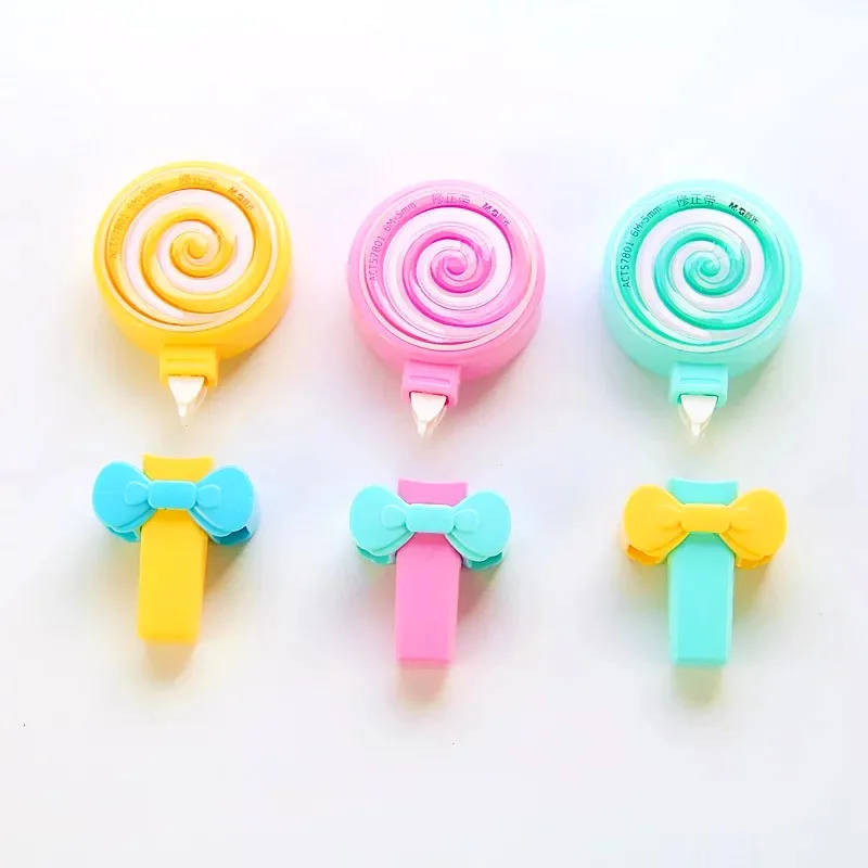 Декоративная Корректирующая лента Kawaii С прессом милая Радужная в форме леденца