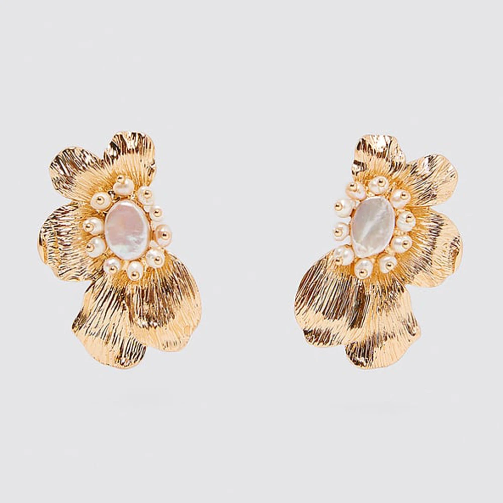 Серьги-капли из органзы с цветочным рисунком для девочек, длинные серьги с этническим цветком, г., длинные серьги с металлическим сердечком, вечерние подарки - Окраска металла: 5