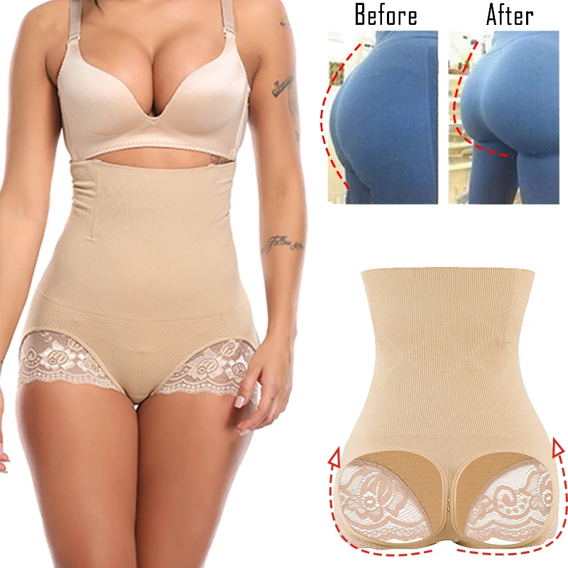 

Women Seamless High Waist Trainer Butt Lifter Panty Tummy tummy control underwear Body Shaper Lace 4 Steel Boned Thigh Slimmer