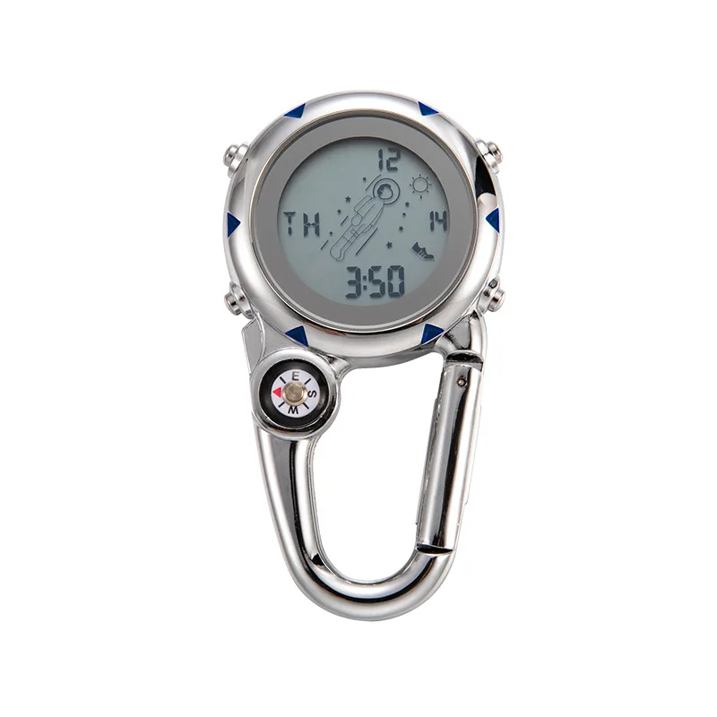 Astronaut Fob Nurse Watch Outdoor Digital Carabiner Clip Watch Gift Electronic Portable Multi-function Sport Hook Clock Compass