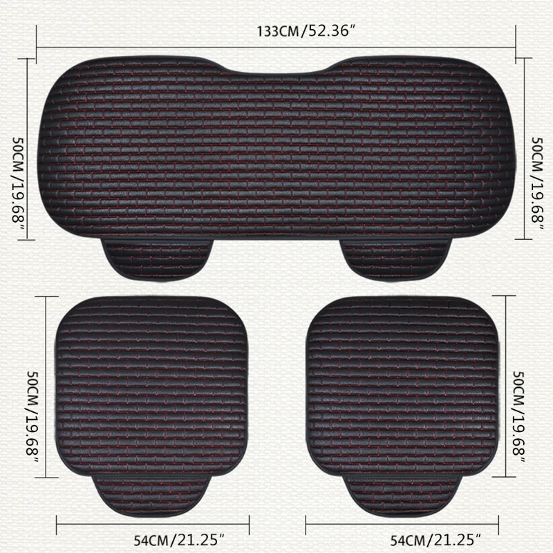 

Fiber Linen Fabric Car Seat Cushion Three-Pieces Set