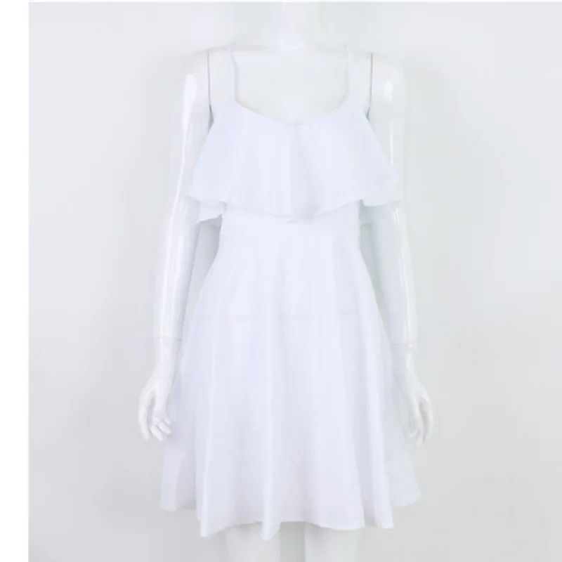 

2021 Summer Women's Sexy Dress Halter Cross Drawstring Ruffle Waist V-neck Strap Mini Dress Sexy Party Dress Vestidos
