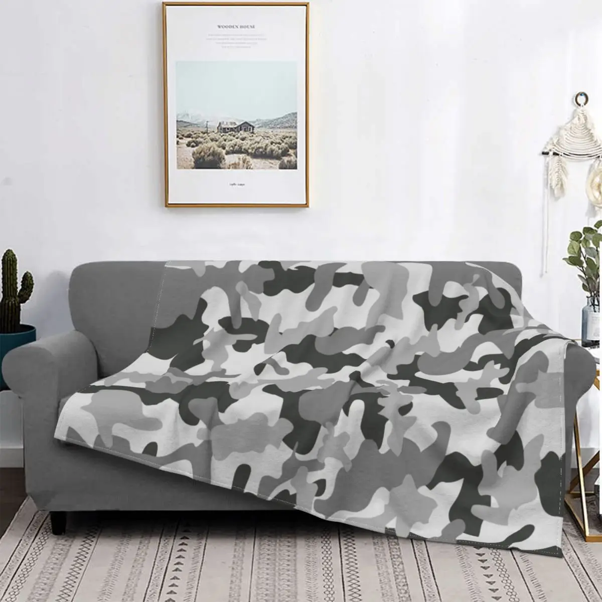 Kamuflaj askeri gri desen battaniye pazen ordu Camo yumuşak atmak battaniye kişilik yatak yatak odası yorgan