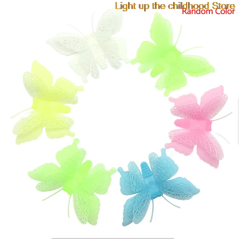 

6 pcs/ pack Three-dimensional Butterfly Luminous Toy Glow in the Dark Toys Room for Kids Bedroom Random color