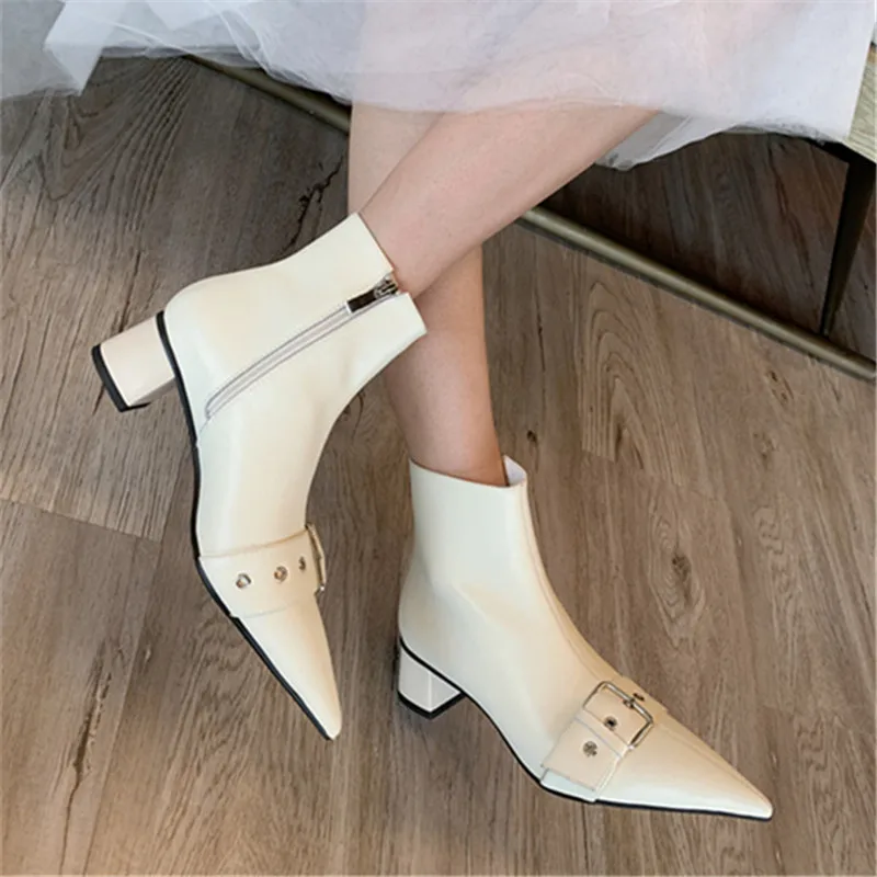 

MORAZORA 2020 autumn new arrive fashion pointed toe shoes woman boots high quality genuine leather buckle ankle boots