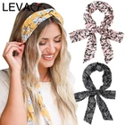 Повязка для волос LEVAO женская с узелком, длинный тюрбан с длинным бантом, с цветочным принтом, весна-лето 2021