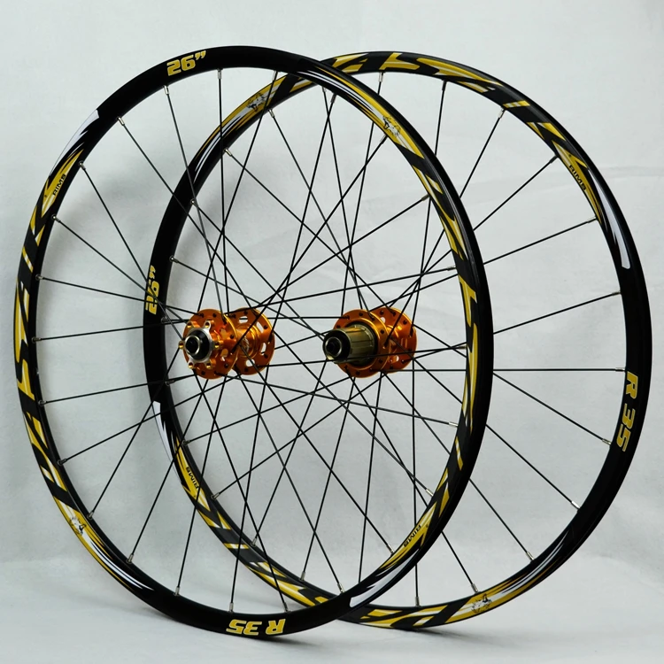26 Golden Golden 27,5 26er колеса MTB горный велосипед колесная 24 Отверстия передние 2 задние 4 герметичный подшипник смазочные Супер Гладкие ступицы алюминиевые диски - Цвет: 26 Golden Golden