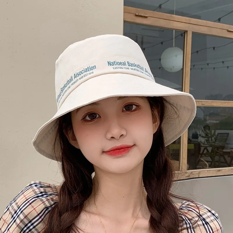 

2021 New Fashion Letters Embroidered Reversible Bucket Hats for Women Men Chapeau Femme Panama Hat Bonnet Cap Summer Sun Cap