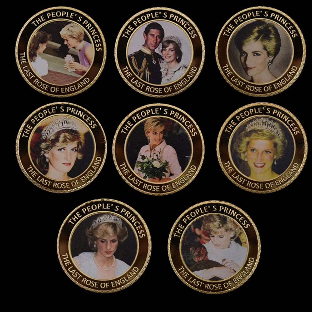 Мировая знаменитость позолоченная Принцесса Диана 8 шт./компл. вызов монета Вызов