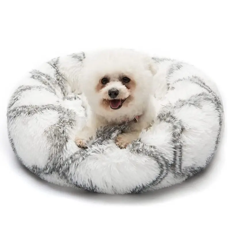 

Plush Calming Dog Bed, Anti Anxiety Dog Bed, Soft Fuzzy Calming Bed for Dogs & Cats, Marshmallow Cuddler Nest Calming Pet Bed