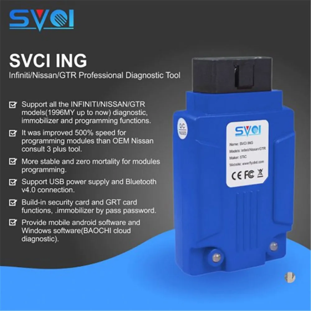 

SVCI ING Bluetooth для Infi-niti/Nis-san/GTR Профессиональный диагностический инструмент поддерживает программирование и онлайн-обновления