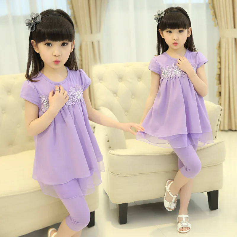 

Kids Clothes Sets Summer Short Sleeve 2Pcs Suit Fashion Girls Outfits Baby Girls Clothing Children's Costume 4 6 8 10 12 Years