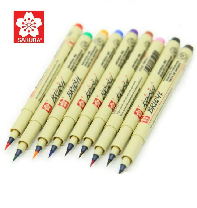 1 шт. Sakura Micron тонкая ручка кисть мягкая водонепроницаемая мультфильмы 9 цветов