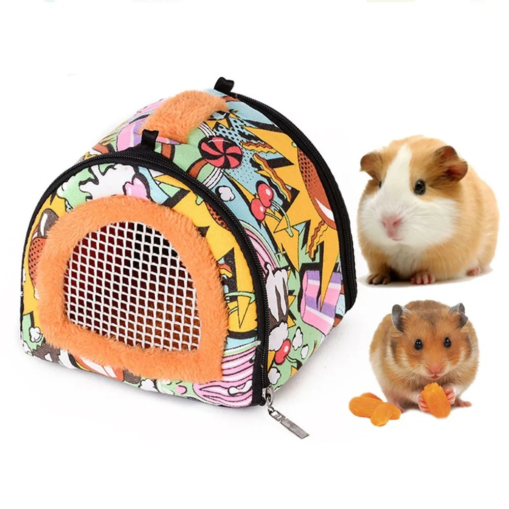 

Small Pet Carrier Rabbit Cage Hamster Chinchilla Portable Travel Warm Cute Bags Cages Guinea Pig Carry Pouch Breathable Bag