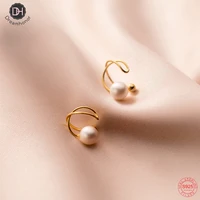 dreamhonor 925 sterling silver simple synthetic pearl ear clip cross earrings for girls gifts smt361
