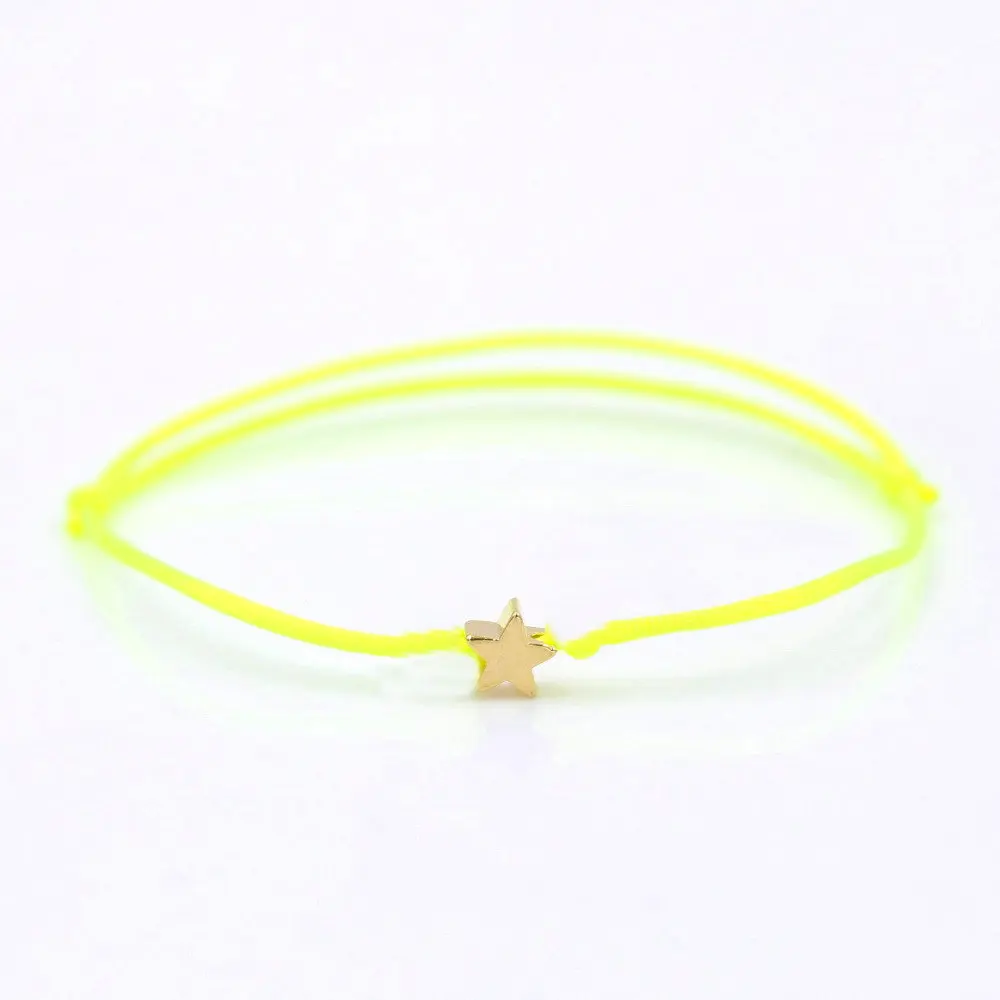 yellow star Золотой Цвет Медь Сердце Звезда Корона простой Красная Нить струнный браслет для женщин мужчин ювелирные изделия ручной работы - Окраска металла: yellow star