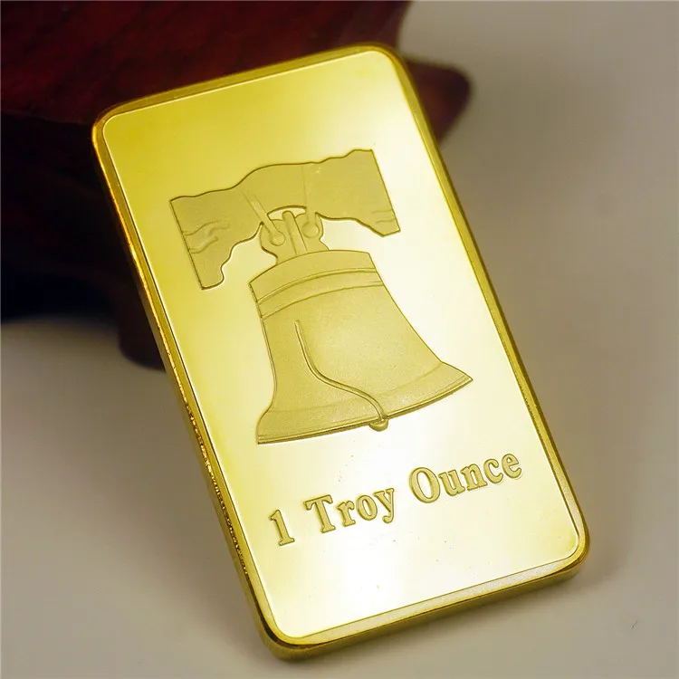 American Liberty Bell Gold Medal Commemorative Coin One Troy Ounce 999/1000 Fine Replica Square Bar | Дом и сад