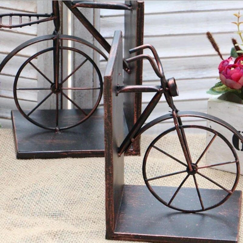 

2 Pcs Bookshelf Retro Style Bicycle Book Holder Book Close Book Stand Decoration Home Decoration, Bronze
