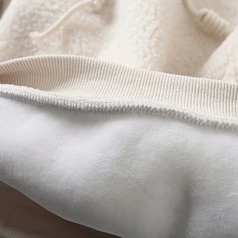 

Harajuku Letter Print Loose Fleece Hooded Hoodie Long Sleeve Teddy Pullover Winter Casual Sweatshirt Warm Hoodies For Women